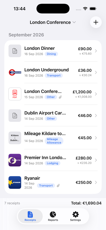 Re-Seat receipt details